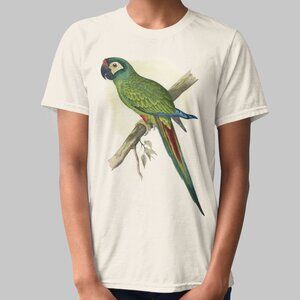 Blue-Winged Macaw Vintage Parrot Print Short Sleeve Graphic Tee T-shirt S M L XL